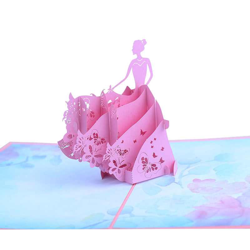 Roze dansende vrouw Pop up 3d kaart