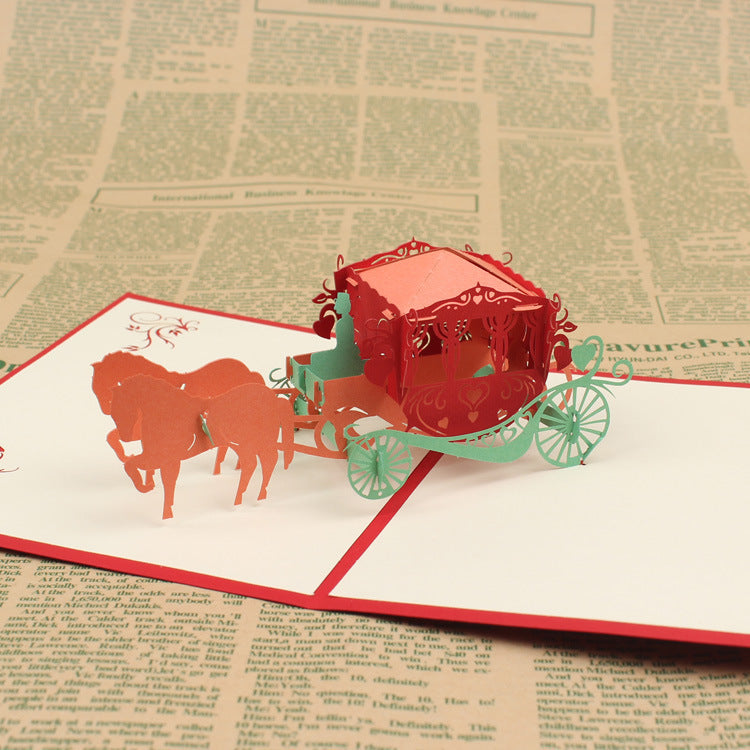 koets met paarden pop up kaart