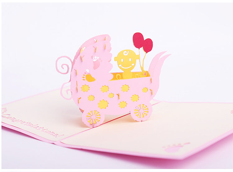 Baby Pop Up kaart Roze