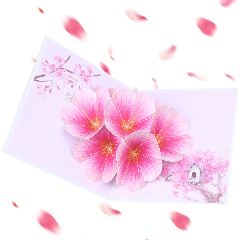 Roze bloesemboom Pop Up kaart