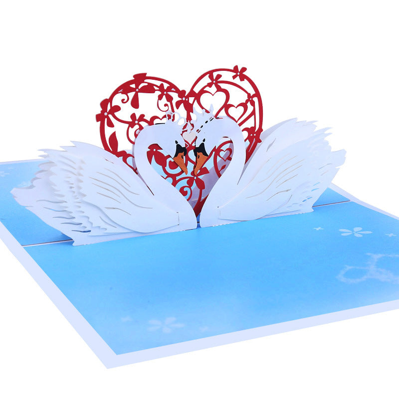 2 zwanen pop up liefde kaart