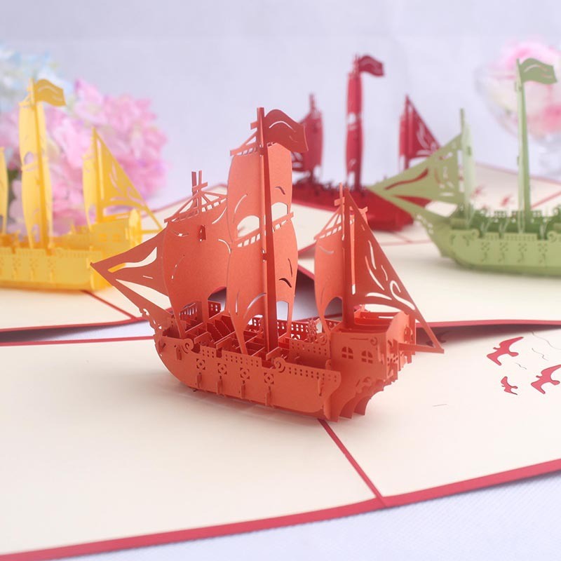 Schip rood - pop up kaarten