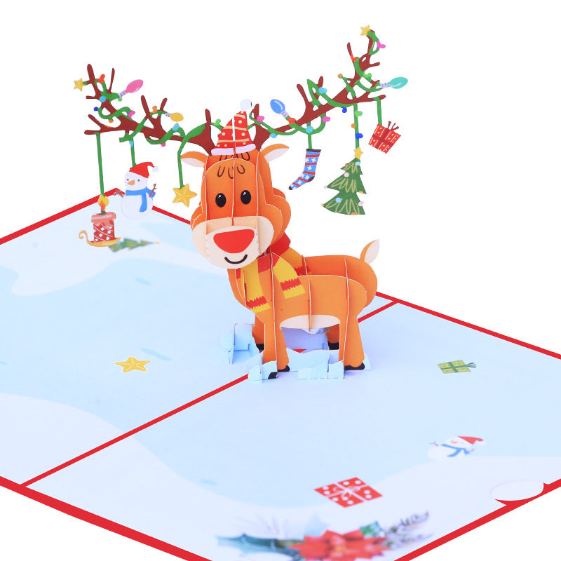 Rendier kerstkaart - 3d pop up kaart
