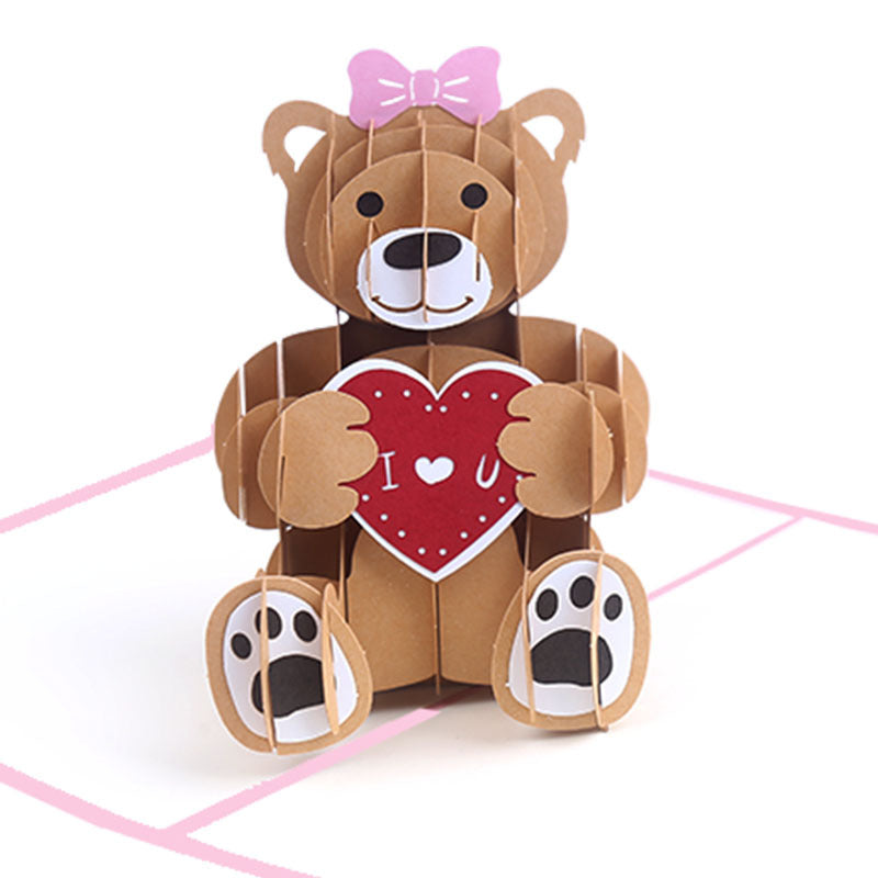 Liefde beertje met hart pop up kaart