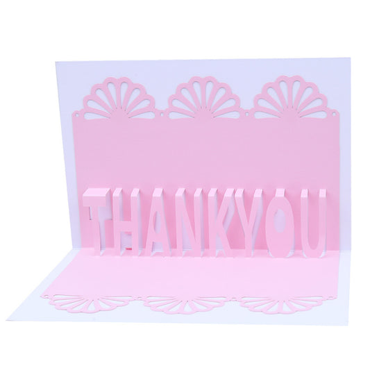 Bedankt kaart roze wenskaart 3d